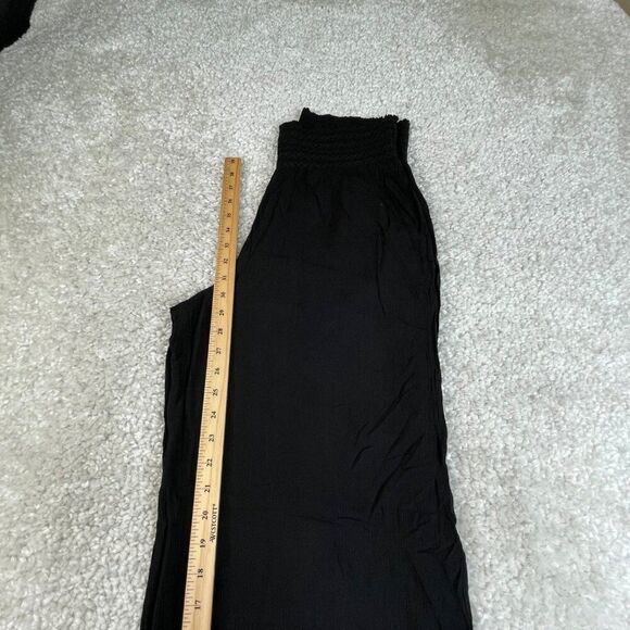 American Eagle High Waisted Crinkle Gauze Wide Leg Pant Black - Picture 7 of 8